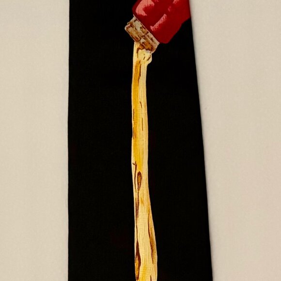 MERGE LEFT MEN'S NECKTIE 100% SILK...SHOWS A BOTTLE POURING ALCOHOL INTO A GLASS - Picture 11 of 12